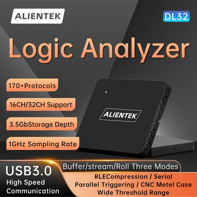 Analizator stanów logicznych ALIENTEK DL32 32 kanały protokół USB3.0 oprogramowanie do dekodowania protokołu debugowania 1G maksymalna częstotliwość próbkowania analizator stanów logicznych narzędzia