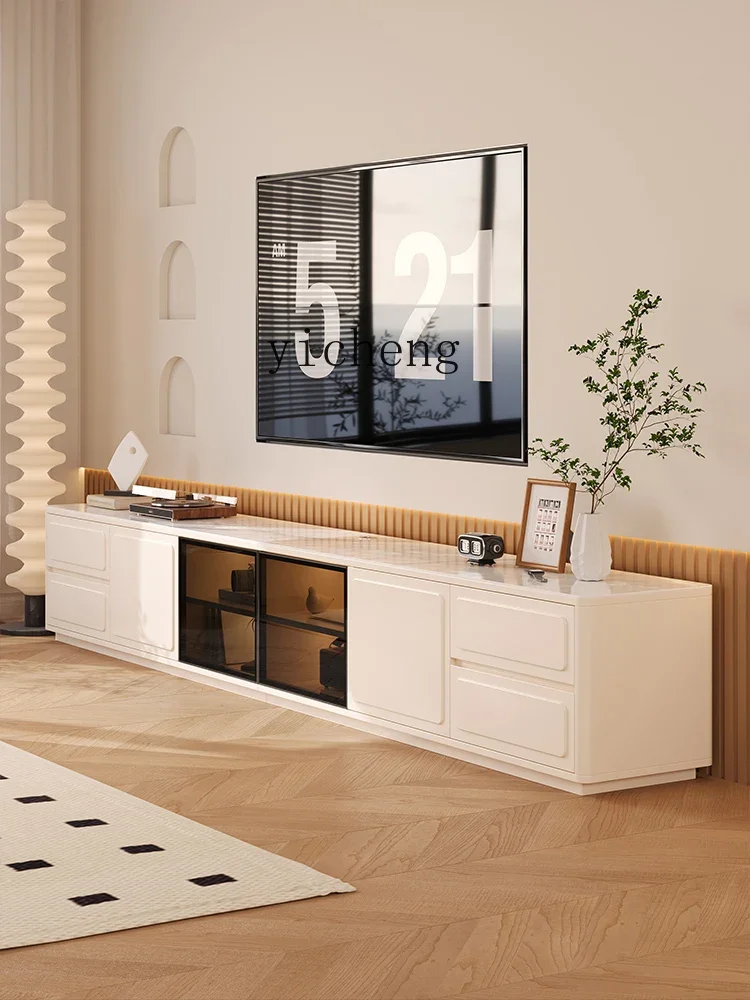 TQH living room household light luxury high-end floor-to-ceiling TV cabinet small apartment rounded corner floor cabinet