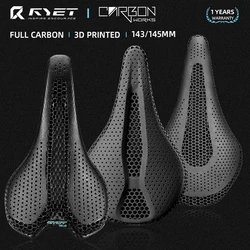 RYET Ultra Full Carbon 3D Printed Bike Saddle 145mm 205g 7*9 High Modulus Carbon Fiber Base MTB Mountain Cycling Seat  Parts