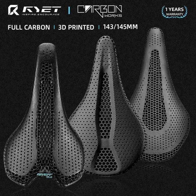 RYET Ultra Full Carbon 3D Printed Bike Saddle 145mm 205g 7 * 9 High Modulus Carbon Fiber Base MTB Mountain Cycling Seat Parts