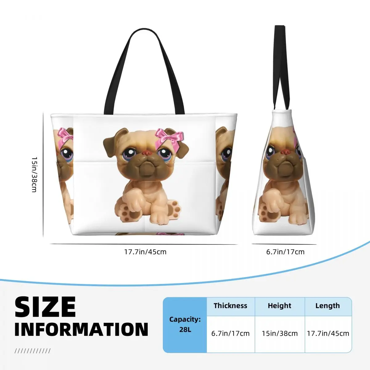 Coquette Littlest Pet Shop LPS Bulldog 451 Praia Sacola Esporte Ginásio Yoga Duffle Grande Sacola Mulheres Bolsa de Viagem Bolsa de Fitness