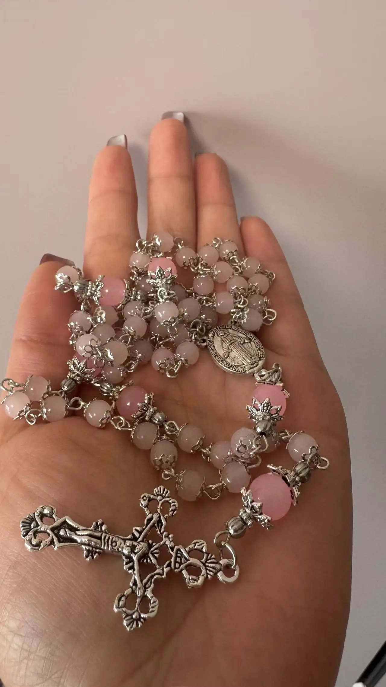 Heirloom Pink Rose Quartz Catholic Rosary