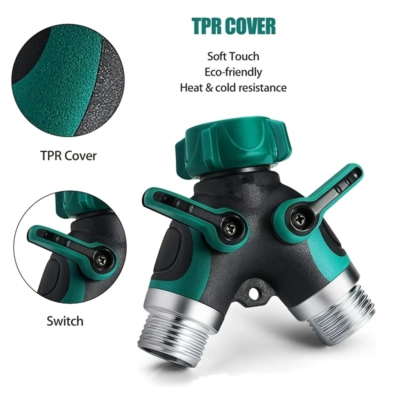 Hose Splitter 2 Way Heavy Duty, Garden Faucet Faucet Splitter Hose Garden Hose Y Splitter All Metal With Shut Off Valve