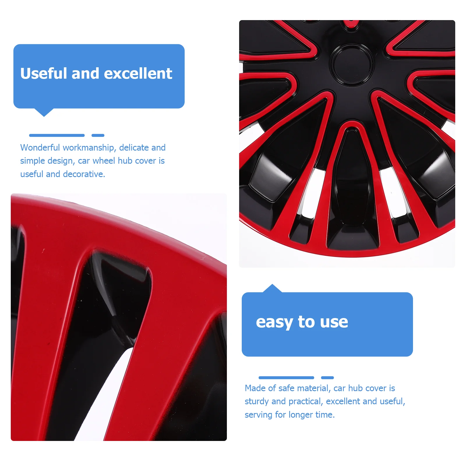 15 Inch Red Black Wheel Covers Car Wheel Case Wheel Skin Hub Caps Hub Car Wheel Wall Decor Car