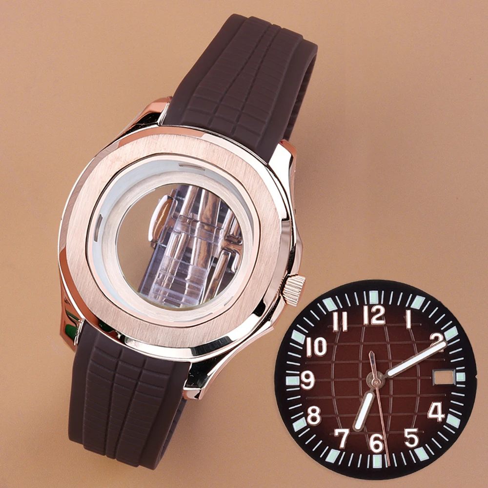 

Fit Aquanaut 42MM NH35 Case Dial For Nautilus Waterproof Case Strap For NH35 NH36 NH38 Movement 31.5mm Dial Hands Green Luminous