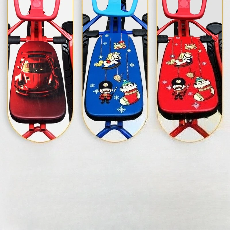 Snowmobiles with Brakes Steering Wheels Snow Racer Non-powered Sleds Lawn Scooters Ice Cars Trick Snowboarding Snow Racer