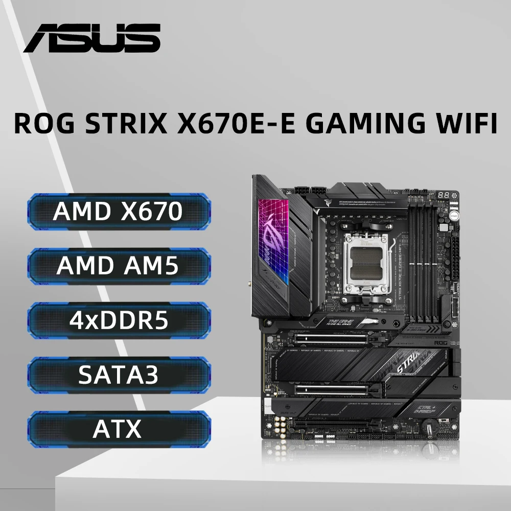 ASUS ROG STRIX X670E-E GAMING WIFI Motherboard Support 7900X 7800X3D 7600 7500F CPU DDR5 8000MHz M.2 NVME PCIe 5.0 AM5 Mainboard