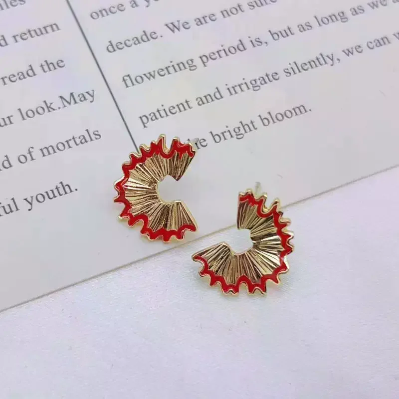 Irregular Geometry Pencil Scraps Alloy Earrings Piercing For Women Jewelry Gift Funny Punk Ear Studs