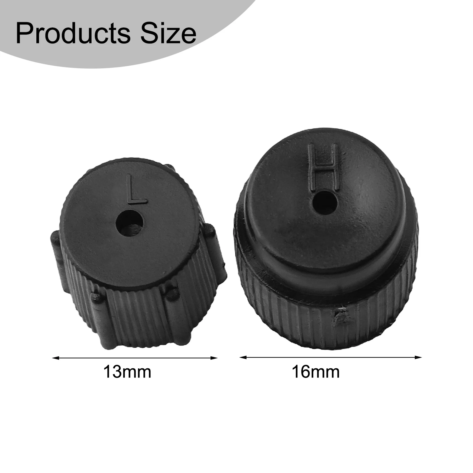 2pcs Automotive AC Valve Cap Kit Securely Fit High Side (16mm) and Low Side (13mm) to Protect Against Dirt and Debris