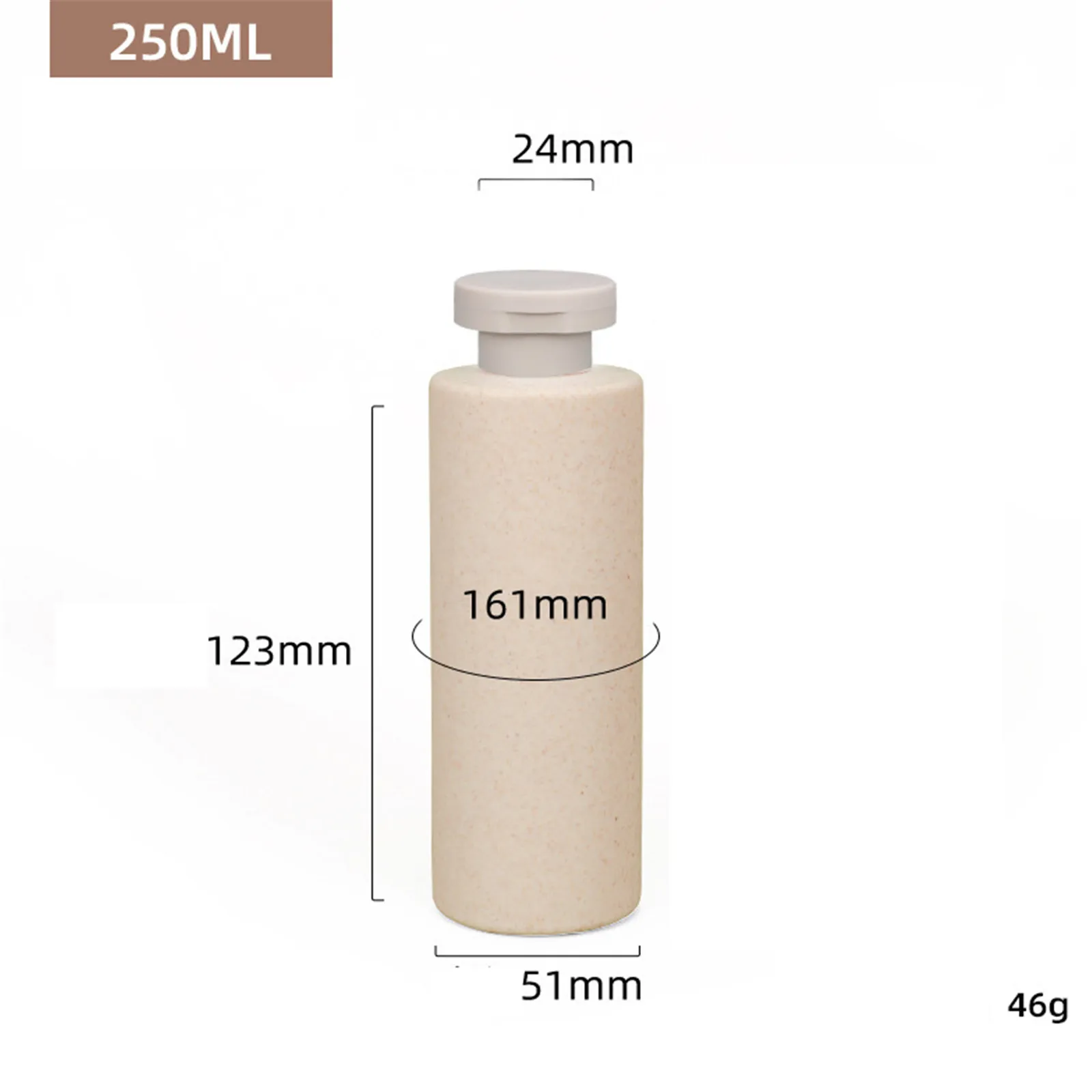 Garrafas plásticas da bomba do champô, distribuidor, recipiente do curso para o armazenamento do banheiro, reciclado, biodegradável, palha do trigo, loção, 250 ml, 300ml