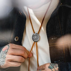 Maden Japanese Retro Poirot Tie Indian White Copper Pendant Necklace Accessories Bow Tie Rope Decoration Men Necklaces Chains