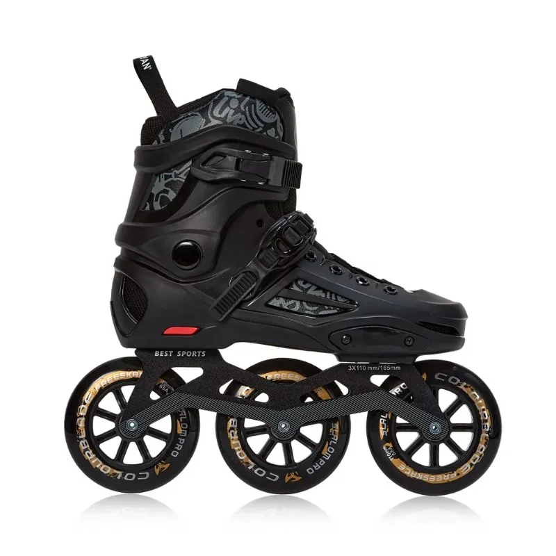 Adult Large 3 * 110mm Inline Rotary Skates Racing Roller Skates Aluminum Frame PP Chassis Skating Shoelaces PU Wheels