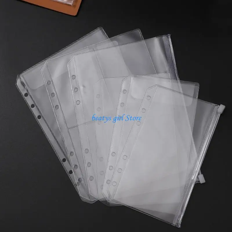 

C7AB 10Pcs Translucent Files Binder Notebook Binder Pockets Clear Zipper Folder