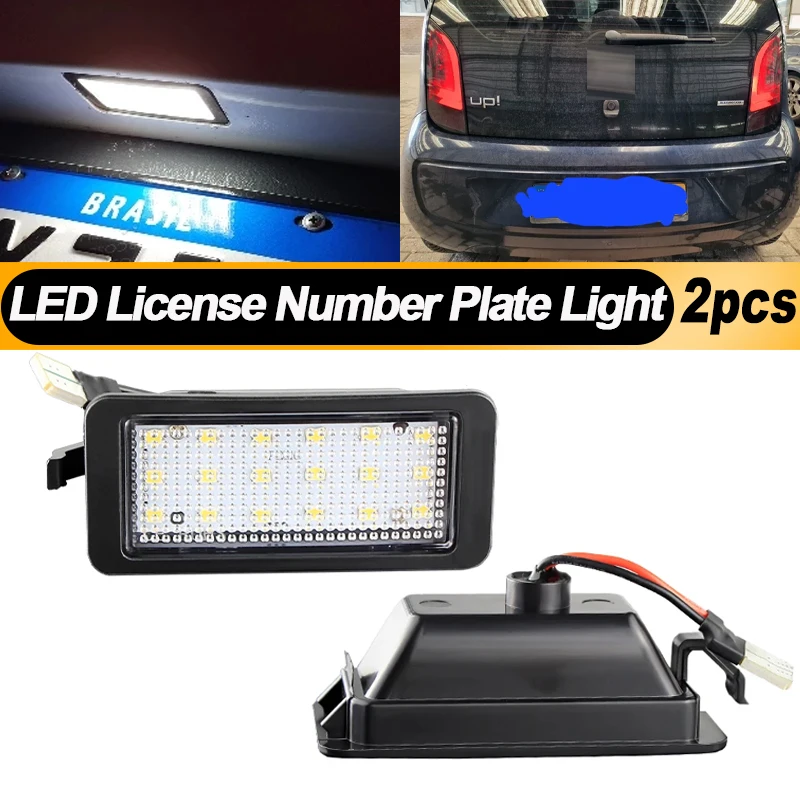 

2PCS LED License Number Plate Light Lamp For VW up! E-up! For Skoda E Citigo For Seat Ibiza 6J E Mii White 12V Car accessories