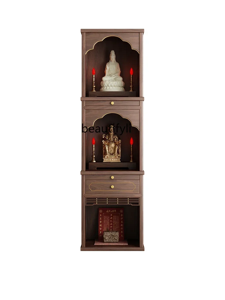 

New Chinese-Style Solid Wood Three-Layer Buddha Niche Clothes Closet Avalokitesvara Buddha Cabinet Ancestor God of Wealth Lord
