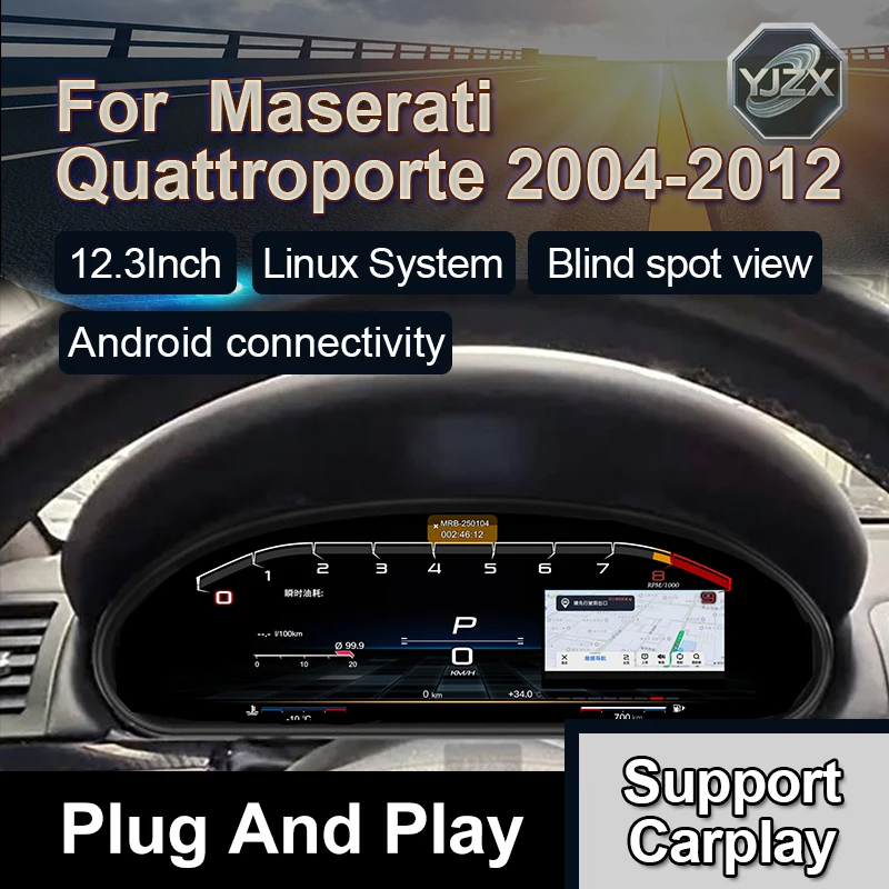 

12,3-дюймовый цифровой спидометр, ЖК-дисплей, приборная панель с телефоном, обновление приборной панели автомобиля для Maserati Quattroporte 2004-2012