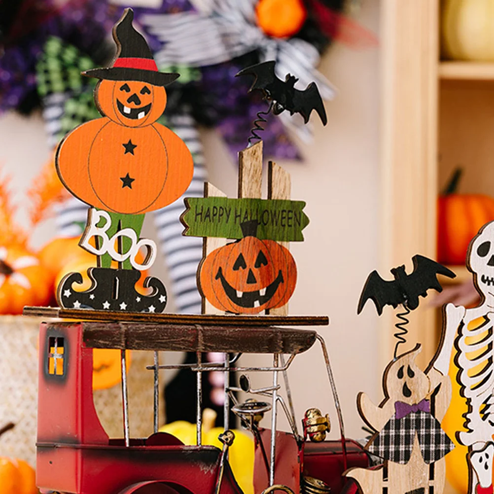 

2 Pcs Spring Skull Halloween Decor Centerpiece Table Sign Festival Halloween Decor nament Room Garden Statue Craft
