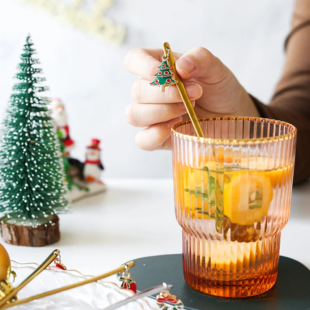 

6Pcs Decorative Coffee Spoons Stainless Steel Kitchen Spoons for Tea Mixing Ice Cream Cake Portable Dining Tools