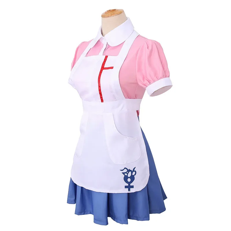 Disfraz de Cosplay de Anime japonés Danganronpa, Mikan Tsumiki identyv, conjunto completo de traje de sirvienta, accesorios para peluca, juegos