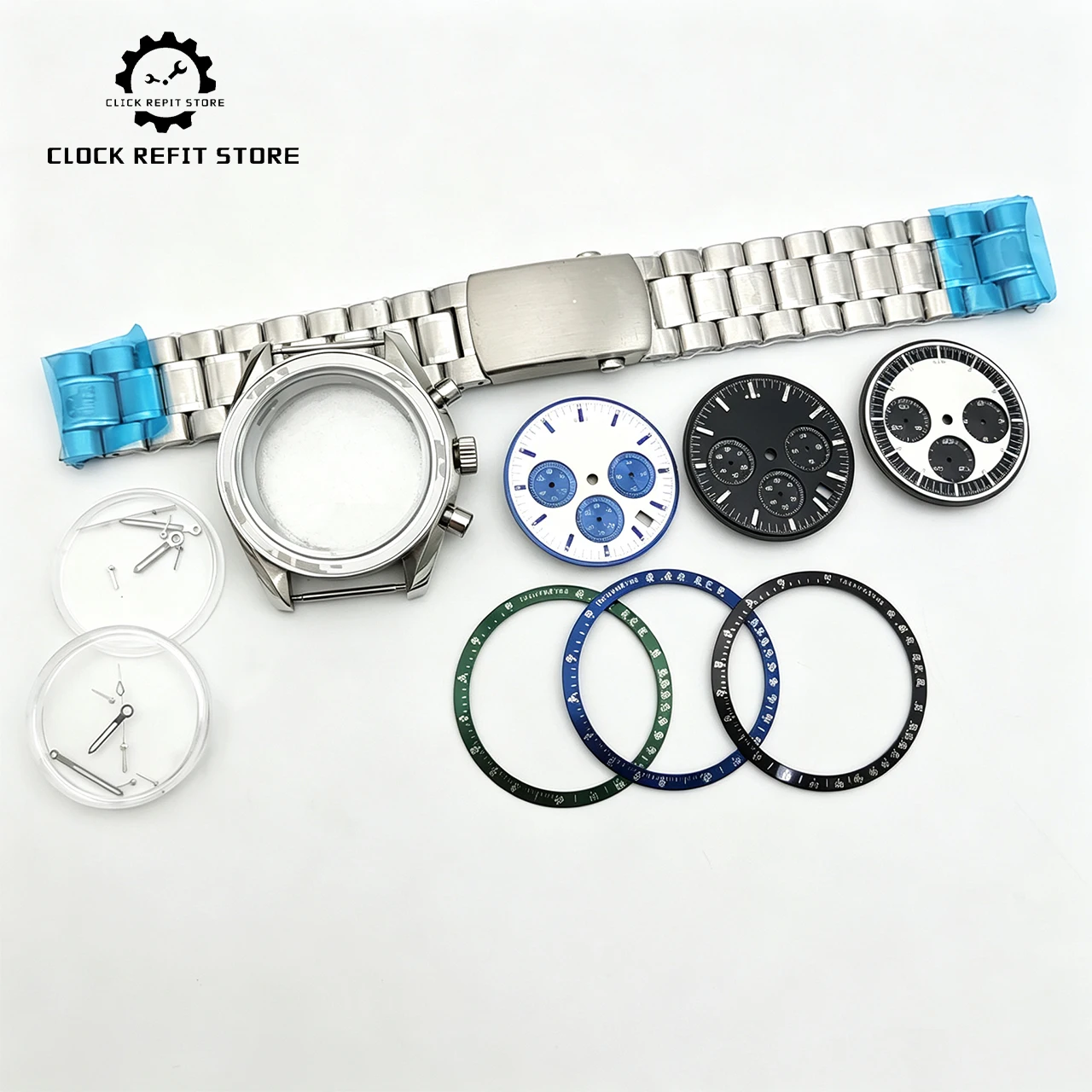 Luxury 40MM VK63 Watch Case Set Chronograph Acrylic Glass Solid Back Compatible With VK63 Movement Men's