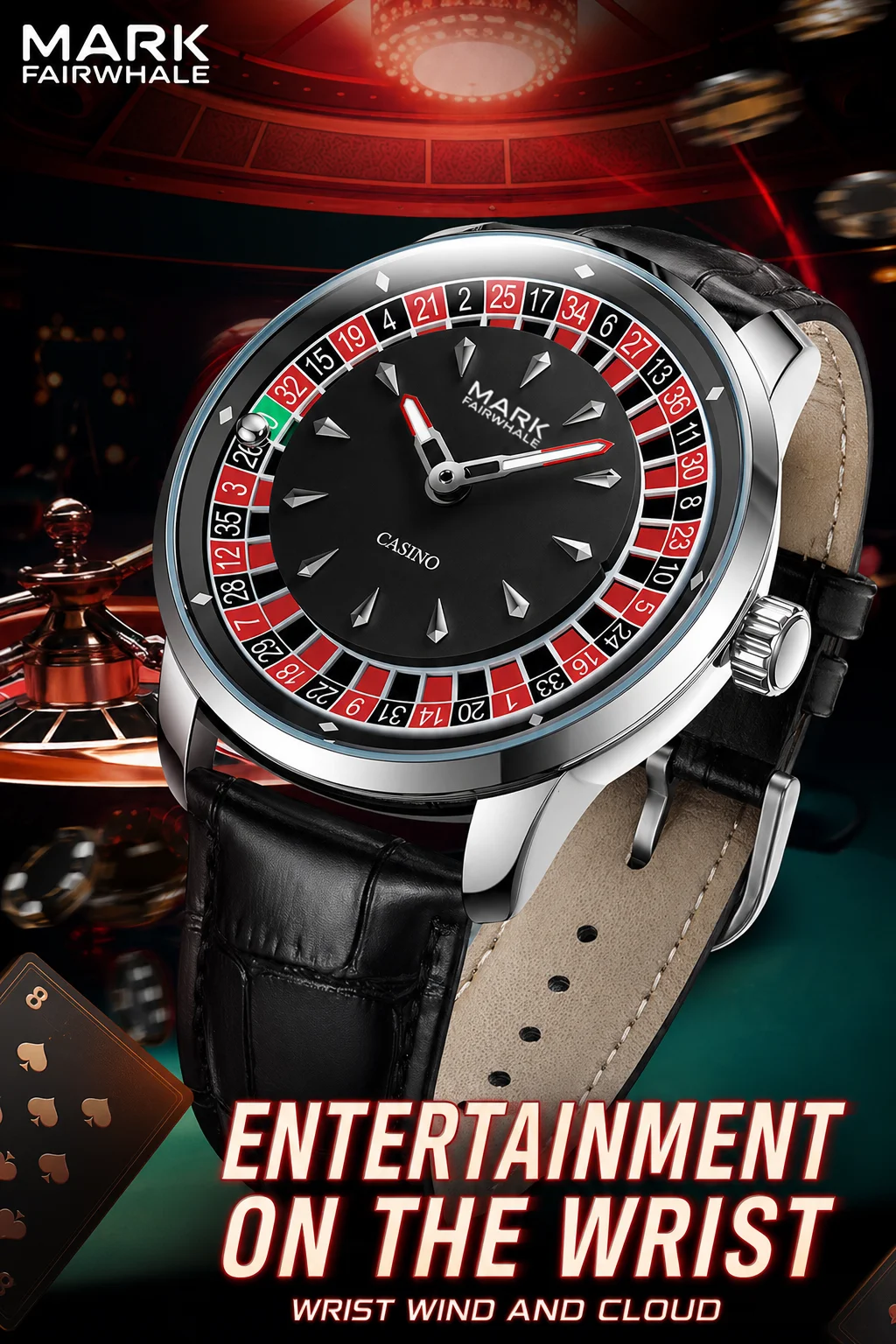 Mark Fairwhale 5031 Herren-Quarzuhr mit lustigem Design, eingelassenem Rad, arabischen Ziffern, rotierendem Zifferblatt, Roulette-Uhr, Herrenuhr, Reloj – Detail 19