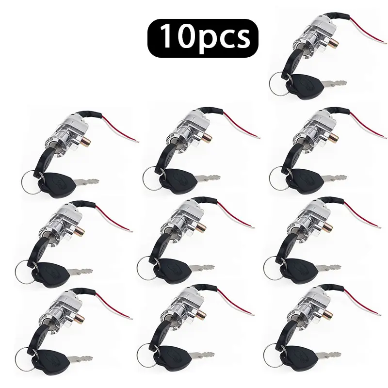 

10x Battery Chager Mini Lock With 2 Keys Universal Motorcycle Performance For Motorcycle Electric Bike Scooter E-bike