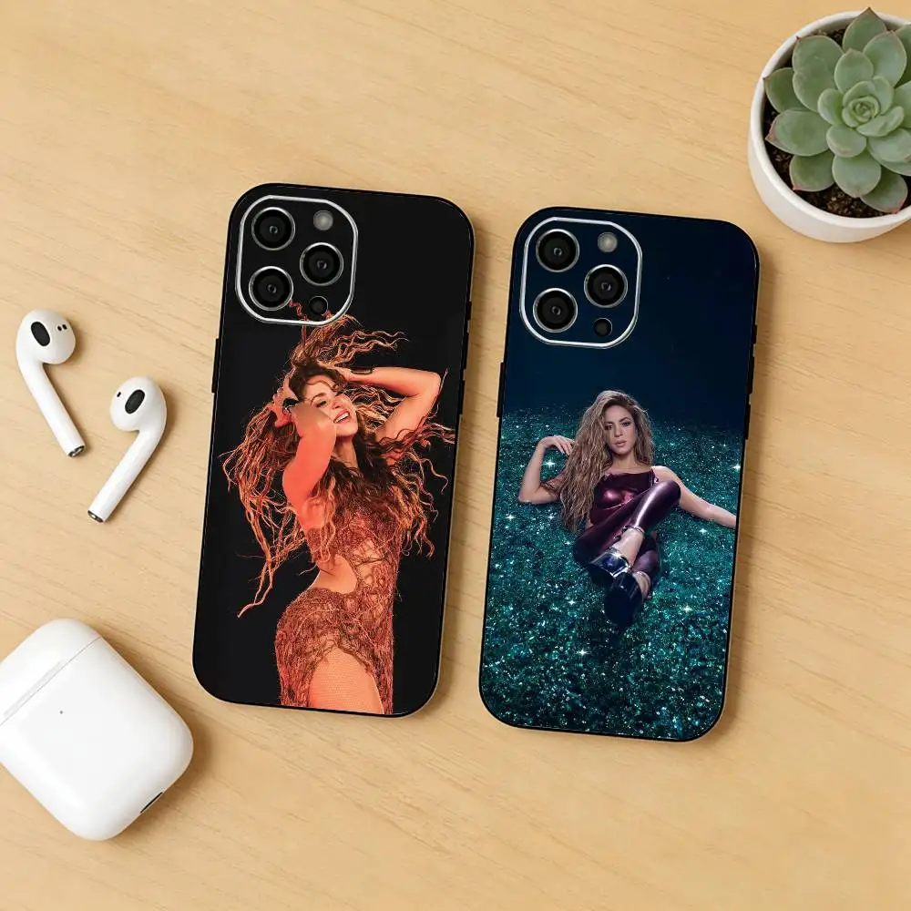 

Pop Singer S-Shakira Phone Case For iPhone17,16,15,14,13,12 Plus,Max Soft Silicone Black Cover