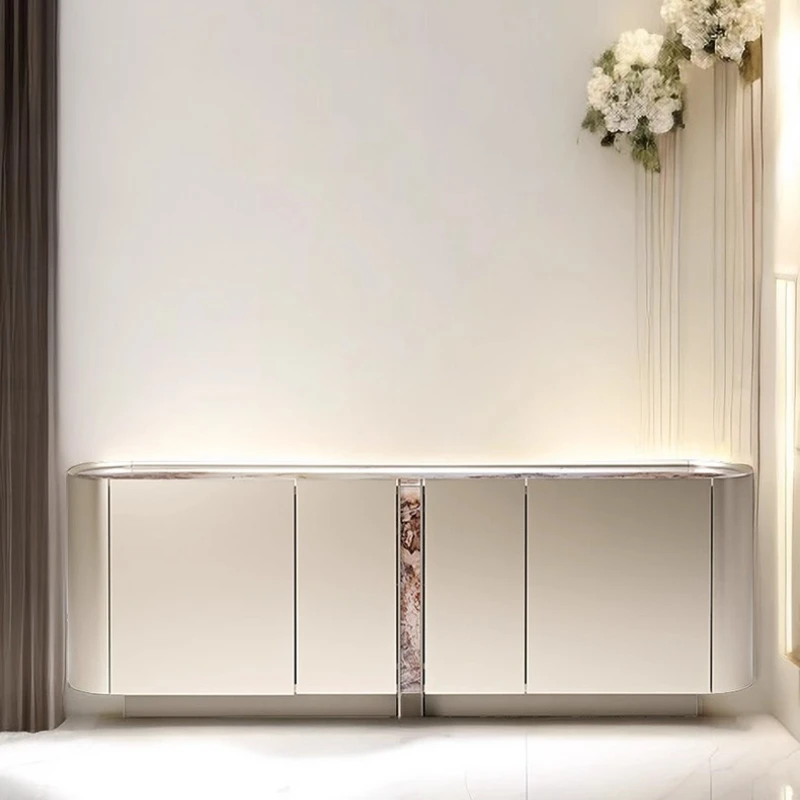 Home Italian style lacquered rock slab countertops Shoerack Shoe organizer Storage locker living room cabinets shoes cabinet