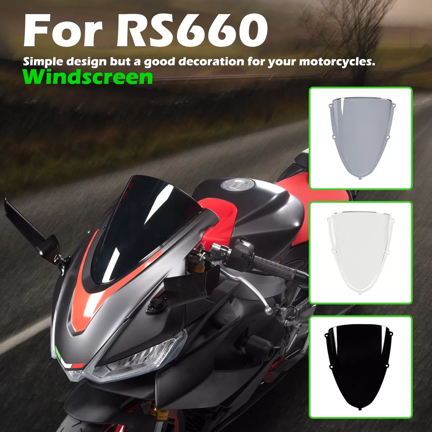 

Motorcycle Double Bubble Front Windshield Windscreen Wind Deflector For Aprilia RS660 RS 660 2020-2024 2022 Street PC Plastic