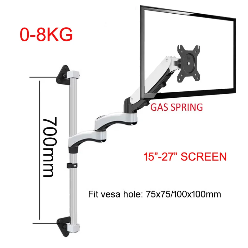 DL-FE560W-L Aluminum Alloy 360° Full Motion 15-27 inch LCD TV Wall Mount Bracket Monitor Holder Rack Monitor Dual Arm 85 up down