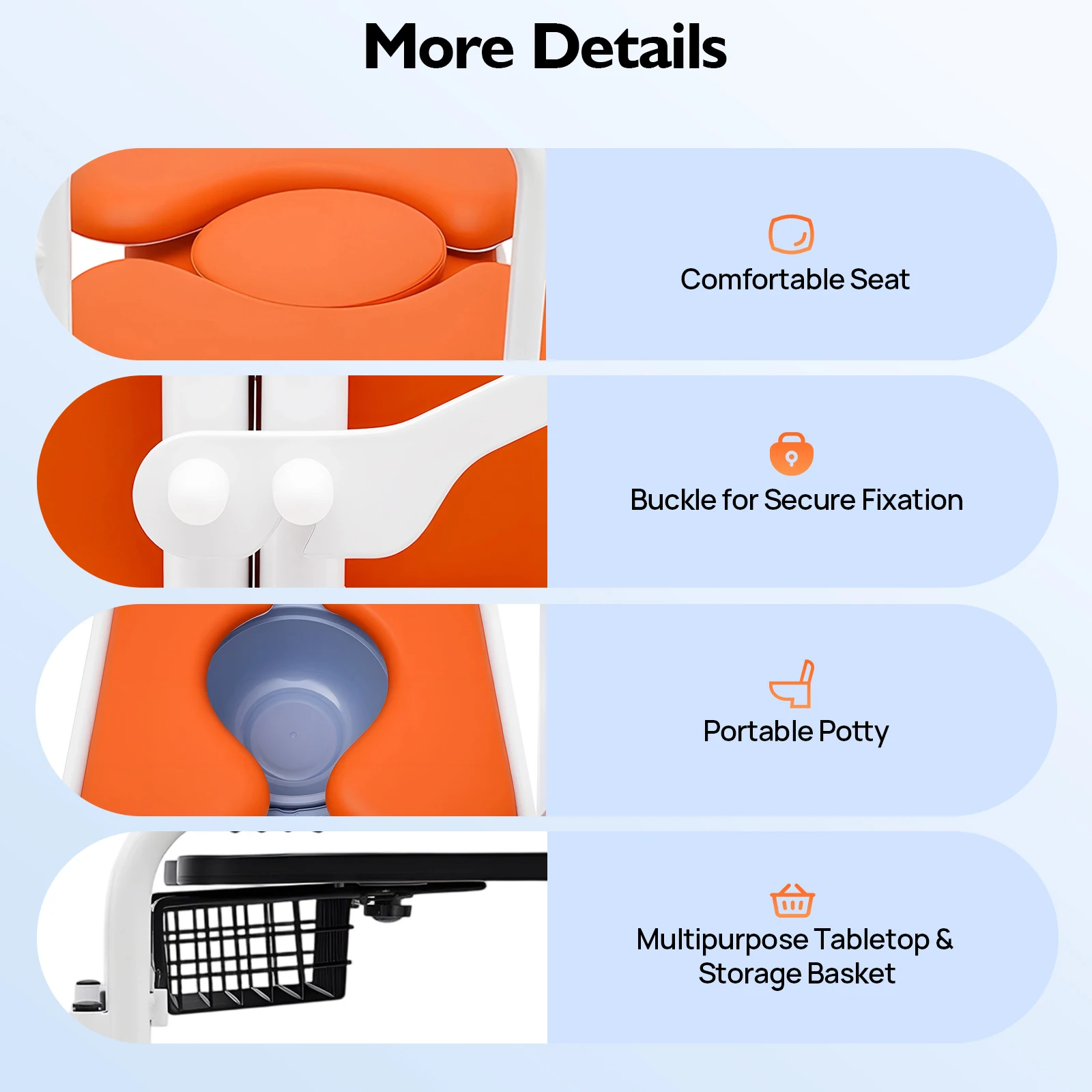 مساعد نقل الكراسي المتحركة المحمول لرفع المريض الهيدروليكي لكبار السن باللون البرتقالي والأبيض والأسود وحمولة 150 كجم #5