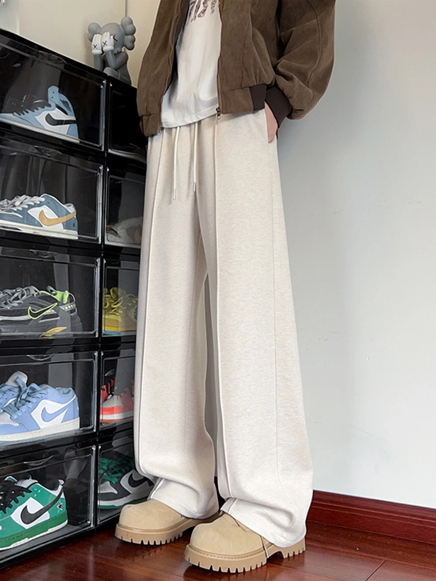 

Heavyweight Casual Trousers Men's Autumn Vintage Trendy Loose Drapey Straight Leg Wide Leg Pants Casual Pants Straight Leg