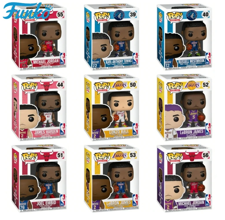 Funko NBA Basketball Stars Towns 39 #   Westbrook 40 #   Lebron 52 #   Jordan 55 #   Figuras de acción de vinilo, colección de modelos, juguetes para niños