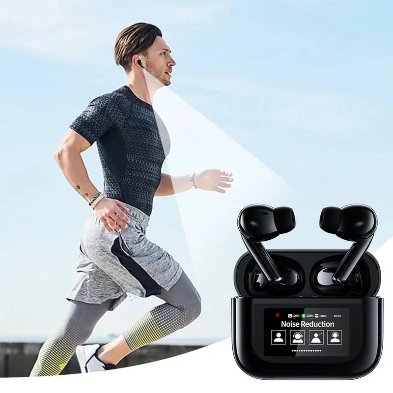 Noise Cancelling Earbuds In Ear Earphone With Smart Touch Screen Sports Headphones With Charging Case Long Battery Life Fitness