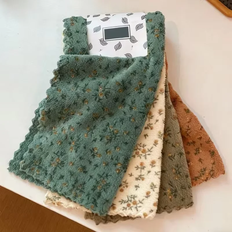 

4Pcs Flower Dishwashing Towels - Quick-Drying Cleaning Cloth, Thickened & Soft, Breathable, Reusable for Kitchen, Bath, Car & Gl