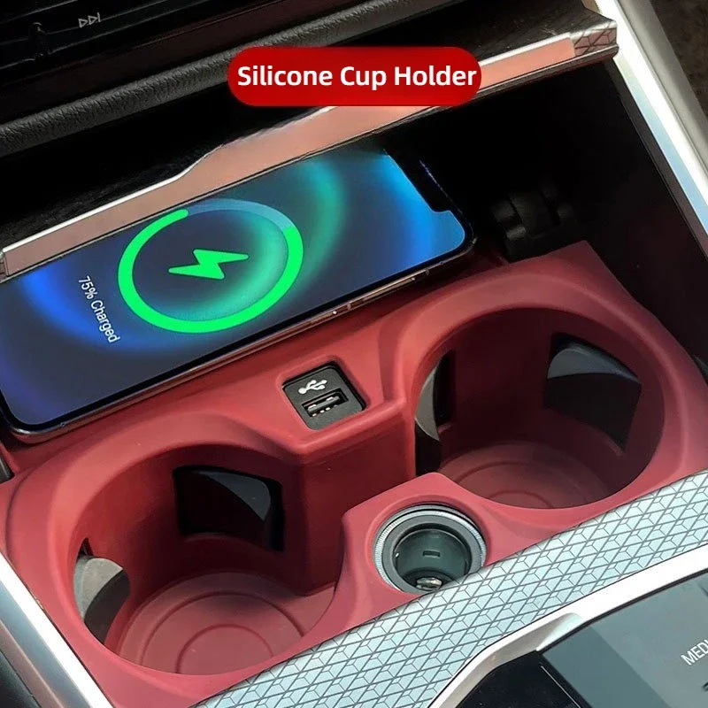 Cup Holder Mat Cover Trim Silicone For BMW 3 4 Series 5 Series 6 GT 2020-2024 325li 330li New Pro Kit