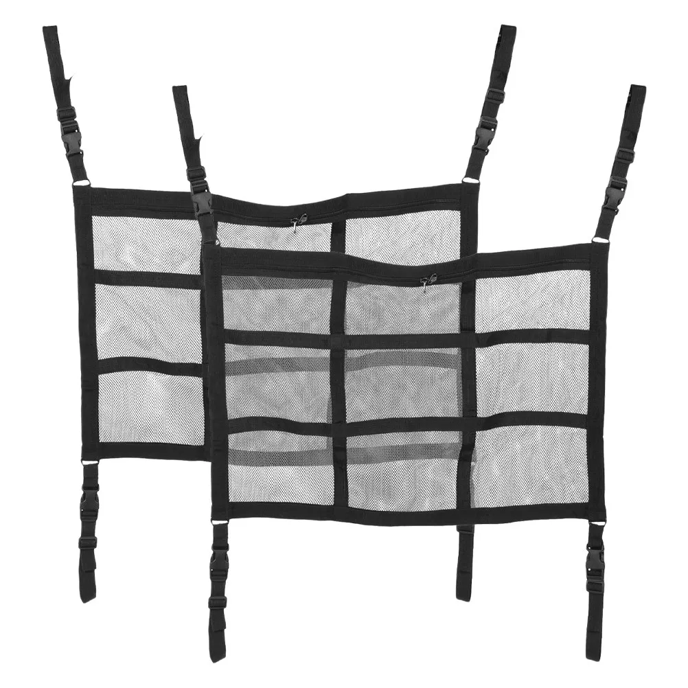 

Комплект из 2-х автомобильных сеток-органайзеров на крышу с двойной молнией, регулируемые, сверхпрочные, складные, для перевозки грузов, для внедорожников и путешествий