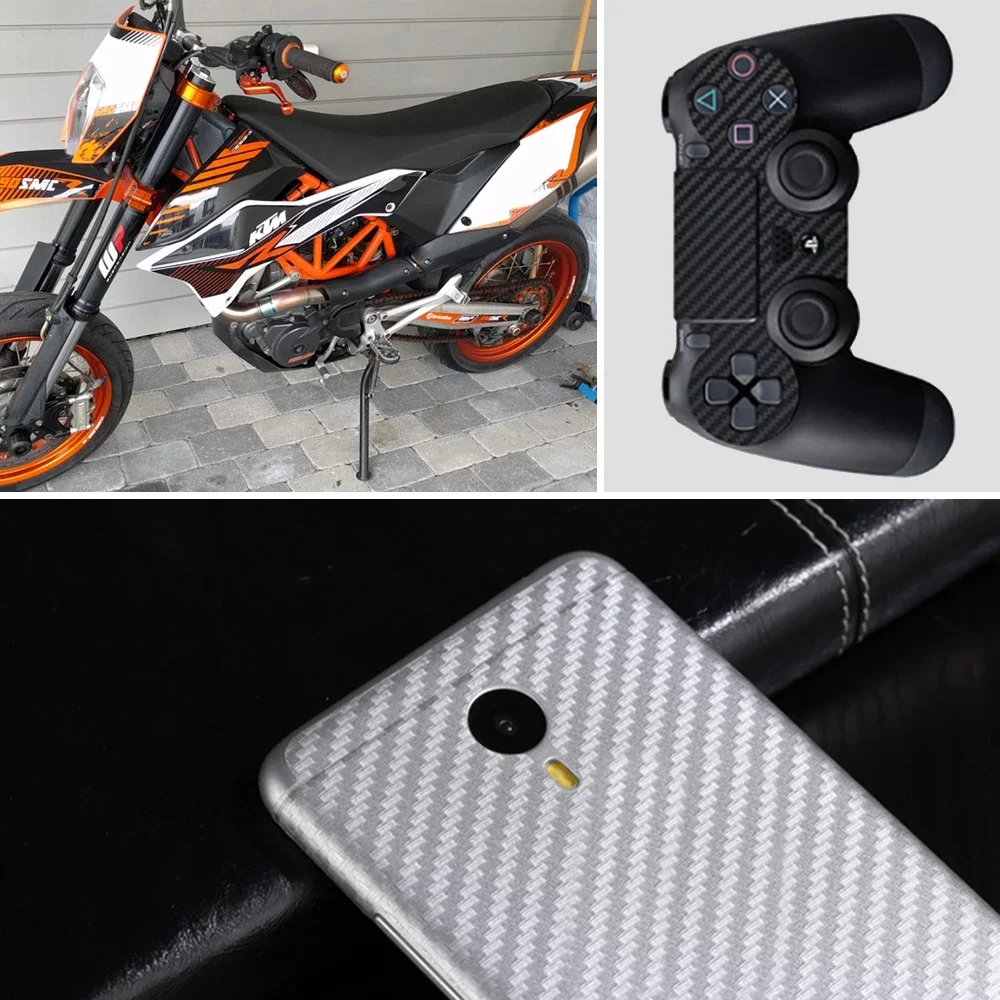 Película de vinilo de fibra de carbono 3D para coche, pegatinas impermeables, envoltura de estilo DIY, detalles de vehículo, accesorios para motocicleta, 30x127cm