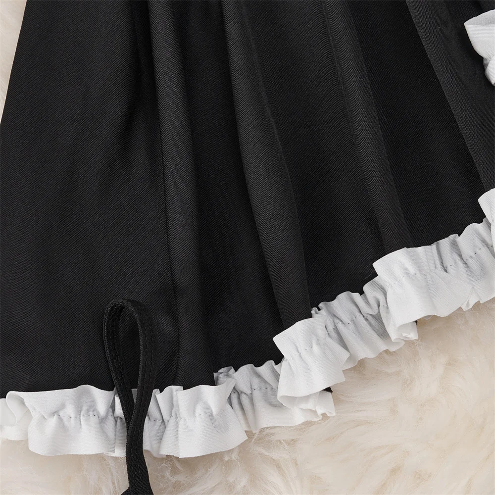 Women Ruffle Lace Patchwork Mini Dress Sweet Princess Bow Lolita Evening Dress Strapless Slim Ball Gown Sexy Lingerie Nightwear