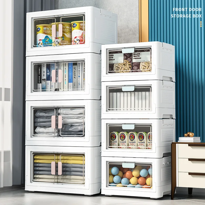 

Transparent Plastic Der Sle Storage Box Book Organizer Double Door Closet Foldable Underbed Storage Box Home Use