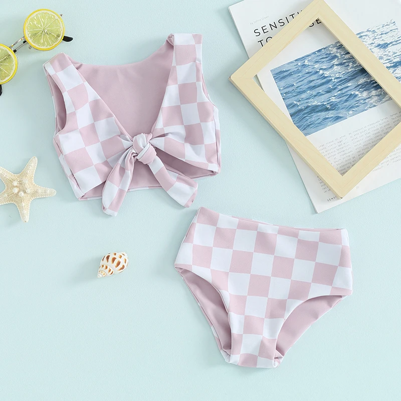 Kids Baby Girls Swimsuits Swimwear Beach Bikini Two Piece Tie Front Swimsiuts Bathing Suit