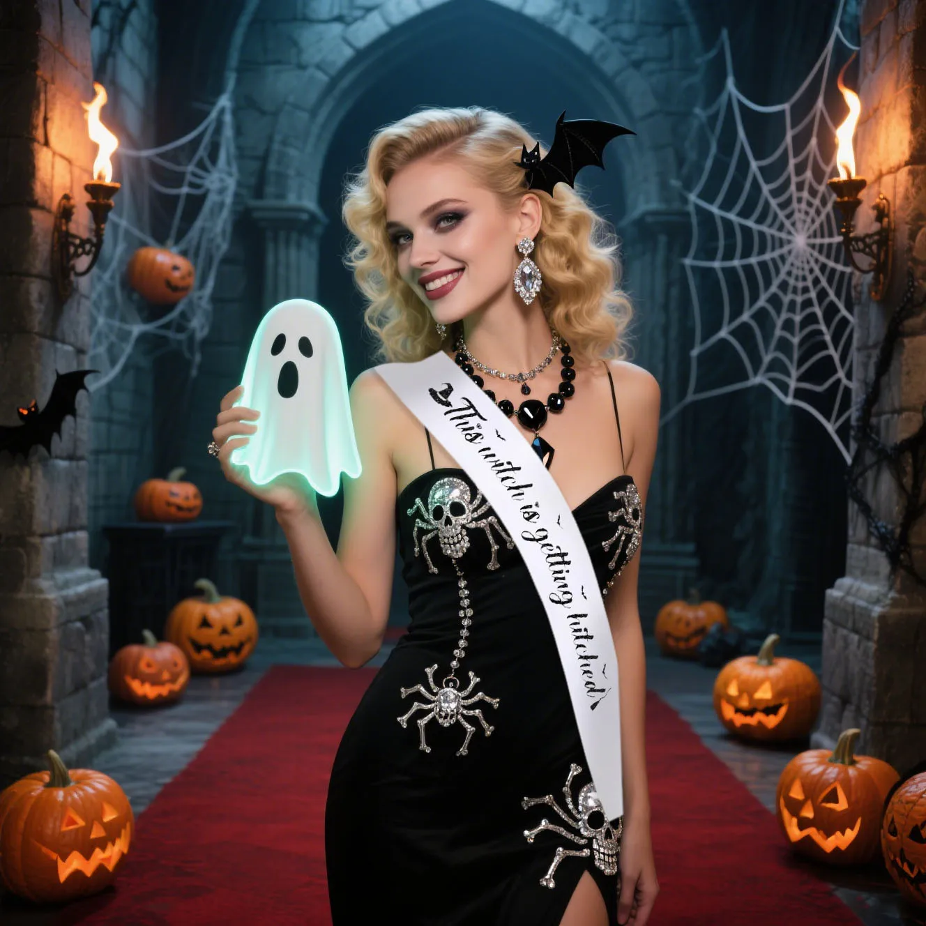1/7Pcs Bachelorette Party Sash Set,Bridal Coven Sashes with Witch Hat and Jar Pattern for Bridal Witch Theme Halloween Party image 5