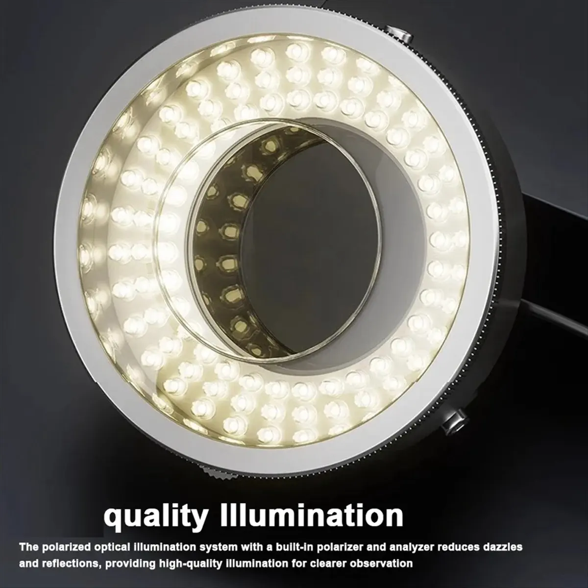 IL37 Microscope Polarized LED Ring Light Lamp Anti Illuminators Source Eliminating Reflections-A56M