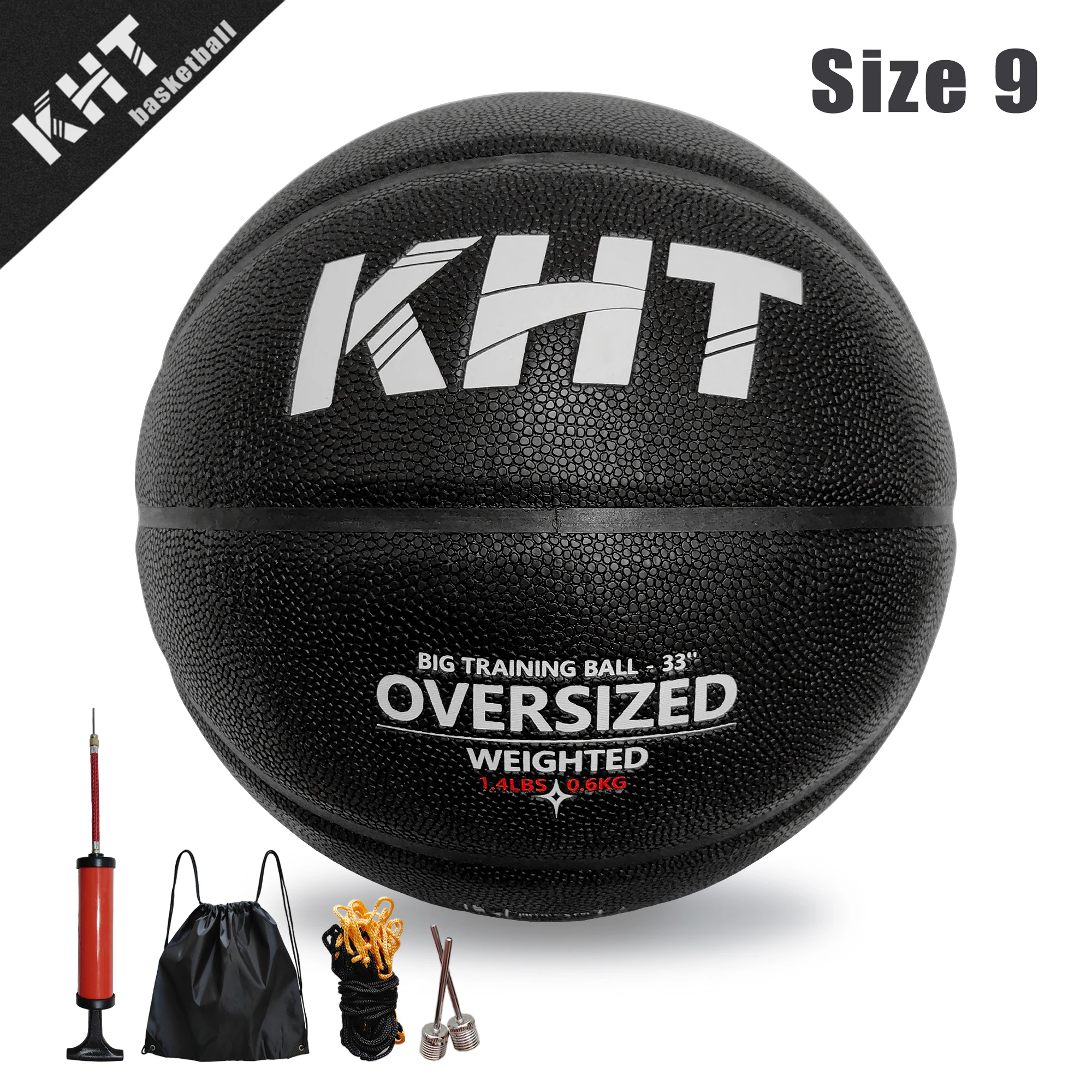 

KHT Extra Large Training Basketball Size 9 (33") PU Material, Ideal for Indoor/Outdoor, Strength Training, and Shooting Accuracy
