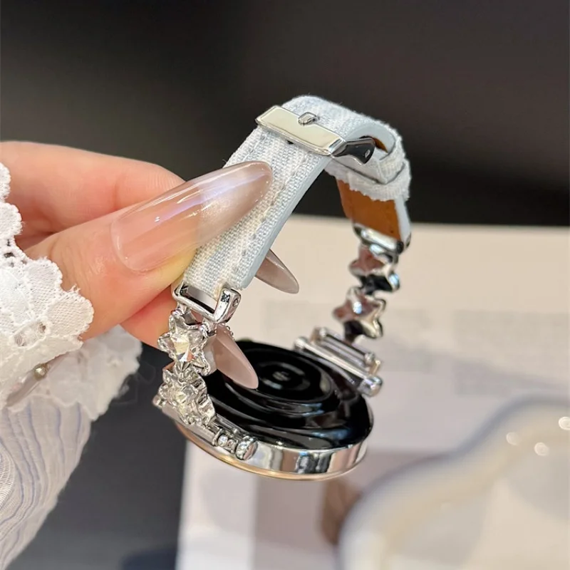 

Advanced denim star studded watch straps suitable for HW Watch Fit3/Fit4 and HW Band 8/9/10NFC handmade straps