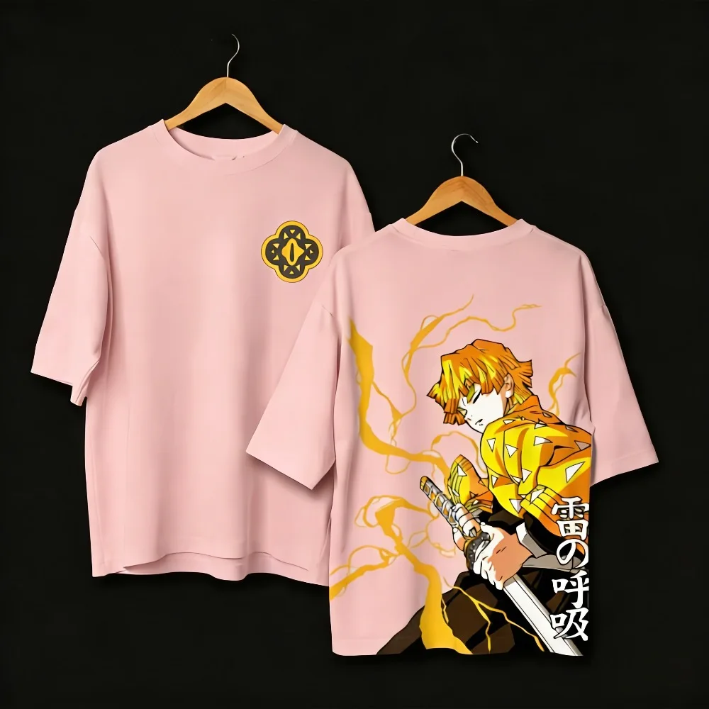 Plus Size Demon Slayer Anime Printed Men, Women T-shirt Casual Parent Child Tops Fashion Street Wear Y2K Harajuku Style Summer view 6