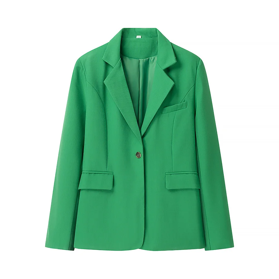 Slim Fit Button Detailing Versatile Style Women's Suiting Jacket Commute Friendly Long Sleeve Classic Collar Single Button