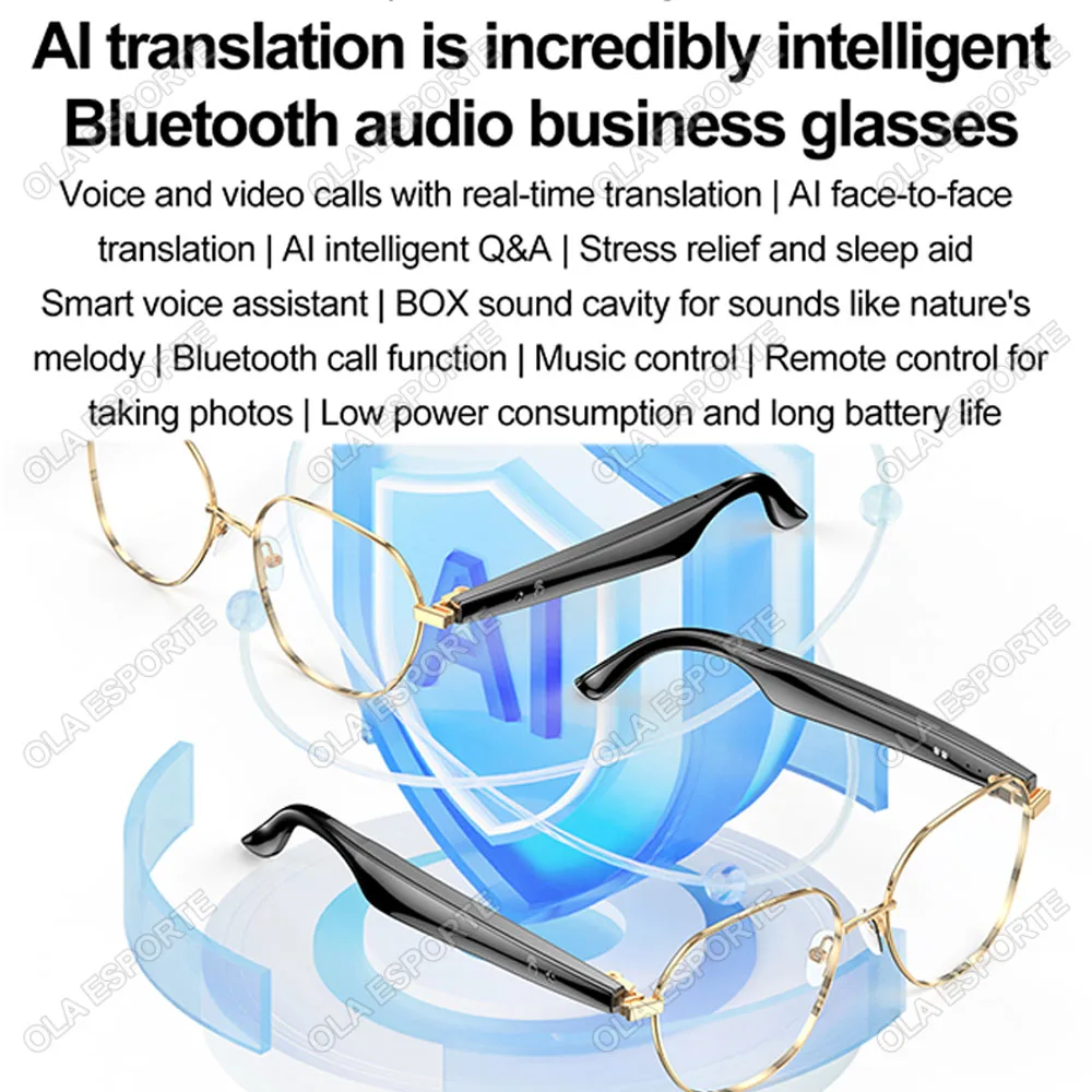 2025 NEW Smart Glasses AI Intelligent Translation Wireless Bluetooth Glasses Real-time Simultaneous Interpretation Headset