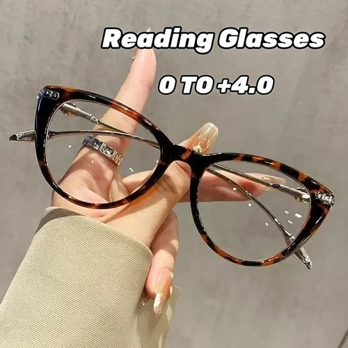 Imagen 2 del producto Gafas de presbicia con bloqueo de luz azul para mujer, lentes de lectura con montura ovalada, diseño de moda Unisex, ultraligeras