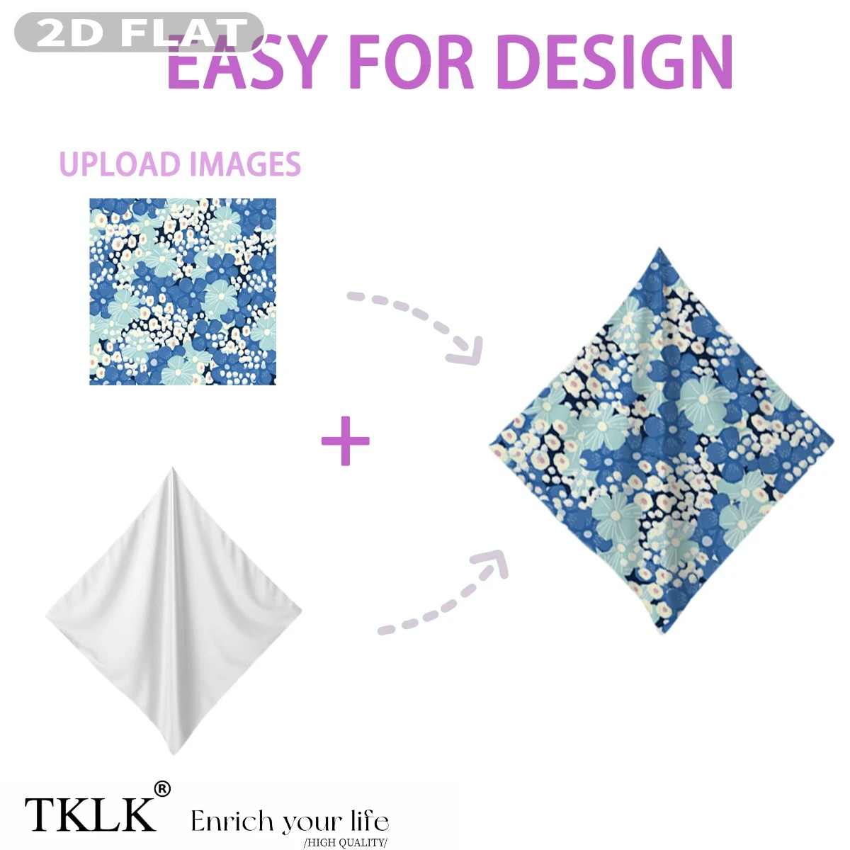 Custom Scarf Square Satin Scarf, Light Silk-Like Feel, Personalized Bandana & Shawl Wrap, Versatile for Hair Band, Headscarf image 6